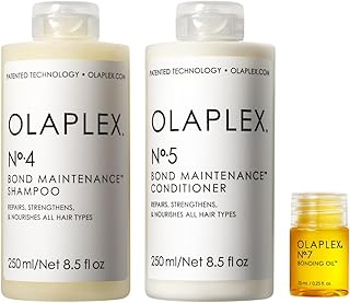 Olaplex Wash and Shine Hair Kit: No. 4, 5, 7, Shampoo & Conditioner Set | Cleanse, Hydrate, & Control Frizz Up to 72 Hours | Bonding Oil for Shine & Protect | For Coily, Curly, Straight, and Wavy