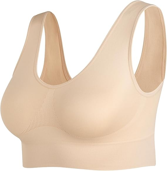 Women's Wireless Sleep Bras Unpadded Seamless Comfort Bras Throw-on Wirefree Bralettes 3 Pack