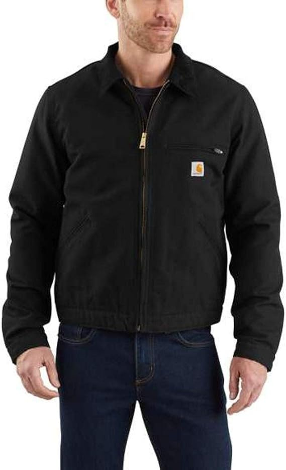 Carhartt mens Duck Detroit Jacket (Regular and Big & Tall Sizes) Work Utility Outerwear, Black, Large US