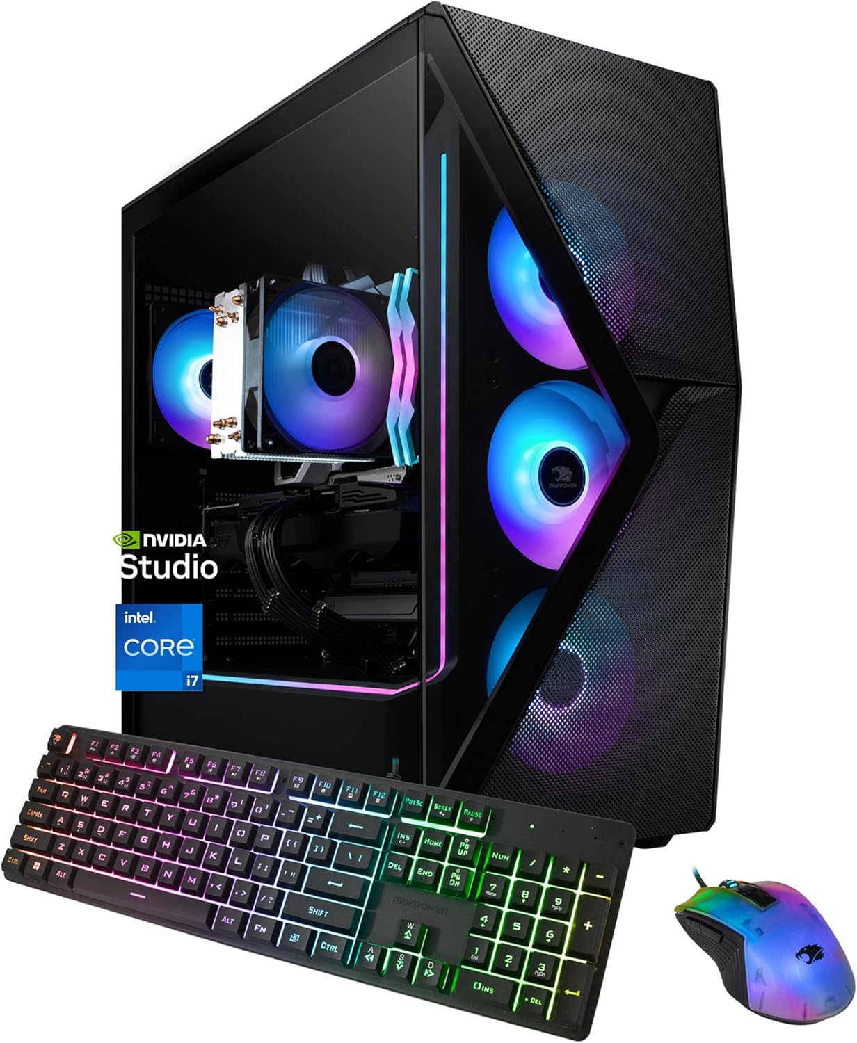 iBUYPOWER Slate MESH Gaming PC Desktop Computer Intel Core i7 14700F CPU, NVIDIA GeForce RTX 5070 12GB GPU, 32GB DDR5 RGB 5200MHz RAM, 1TB NVMe SSD, Windows 11 Home, Keyboard and Mouse - SMI7N5701