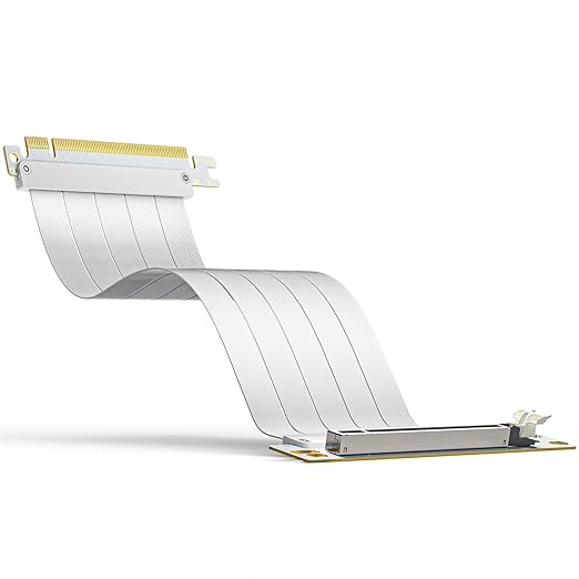 AsiaHorse PCIE 4.0 Extension Cable, Black 16x Shielded High Speed GPU Riser Cable with PCI Express Port for GPU Extension Card, Length 25cm PCIE4.0-RiserCable-White-US