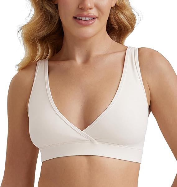CRZ YOGA Butterluxe Maternity V Neck Nursing Bras - Wireless Sleep Breastfeeding Lounge Womens Pregnancy Bralette Comfy