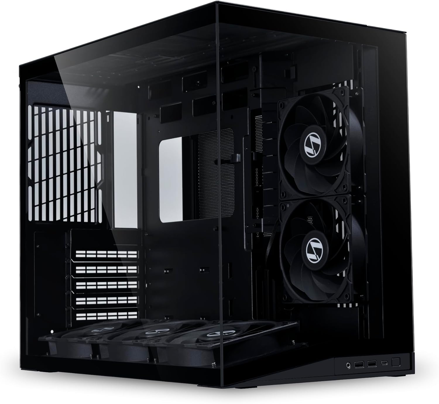 LIAN LI O11D MINI V2 Flow | Compact ATX Mid-Tower Airflow Computer Case | Panoramic View | High-Performance Airflow | Includes 5 x 120mm Reverse Blade Fans | Cable Management | Black (O11DMIV2FX)